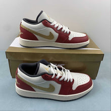 Cargar imagen en el visor de la galería, Air Jordan 1 Low SE Sail Metallic Gold Grain Dark Team Red FJ5735-100