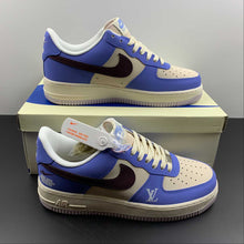 Cargar imagen en el visor de la galería, LV x Air Force 1 07 Low Navy Blue Brown White 315122-010