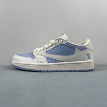 Cargar imagen en el visor de la galería, Fragment Design x Travis Scott x Air Jordan 1 Low OG SP LV White Blue BB6588-103