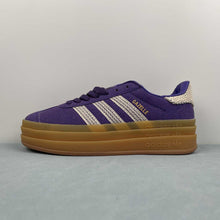 Cargar imagen en el visor de la galería, Adidas Gazelle Bold Collegiate Purple Wonder White Gold Metallic JS3359
