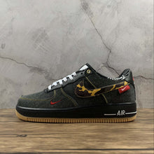 Cargar imagen en el visor de la galería, Air Force 1 Low Camo Denim Remix Black Multi-Color Metallic Gold DB1964-001