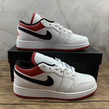 Cargar imagen en el visor de la galería, Air Jordan 1 Low (GS) White Gym Red Black 553560-118
