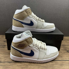 Cargar imagen en el visor de la galería, Air Jordan 1 Mid MEM2 White Blue Void-Team Red-Khaki (2021) DO6726-100
