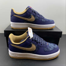 Cargar imagen en el visor de la galería, Air Force 1 07 Low Denim Blue Brown White Gold DD1259-400