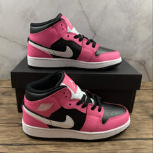 Cargar imagen en el visor de la galería, Air Jordan 1 Mid SE Black White Pink 555112-002