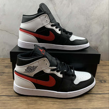Cargar imagen en el visor de la galería, Air Jordan 1 Mid Black White Red (2021) 554724 075