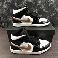 Cargar imagen en el visor de la galería, Air Jordan 1 Mid Black White Gold 554224 007