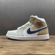 Cargar imagen en el visor de la galería, Air Jordan 1 Mid MEM2 White Blue Void-Team Red-Khaki (2021) DO6726-100