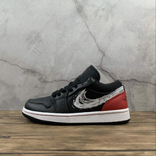 Cargar imagen en el visor de la galería, Air Jordan 1 Low SE Black Red Brushstroke Swoosh DA4659-001