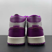 Cargar imagen en el visor de la galería, Air Jordan 1 Mid Amethyst Ash Red Plum Sail BQ6472 501