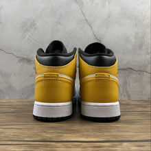 Cargar imagen en el visor de la galería, Air Jordan 1 Mid (GS) White University Gold-Black (2021) 554725-170