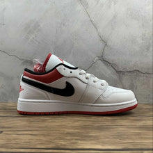 Cargar imagen en el visor de la galería, Air Jordan 1 Low (GS) White Gym Red Black 553560-118