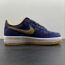 Cargar imagen en el visor de la galería, Air Force 1 07 Low Denim Blue Brown White Gold DD1259-400