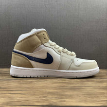 Cargar imagen en el visor de la galería, Air Jordan 1 Mid MEM2 White Blue Void-Team Red-Khaki (2021) DO6726-100