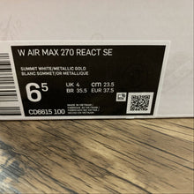 Cargar imagen en el visor de la galería, Air Max 270 React SE Summit White Metallic Gold CD6615-100