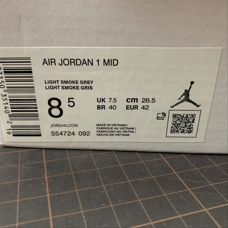 Air Jordan 1 Mid Light Smoke Grey 554724-092