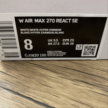 Cargar imagen en el visor de la galería, Air Max 270 React SE White White Hyper Crimson CJ0620-100