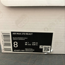 Cargar imagen en el visor de la galería, Air Max 270 React Black University Gold AO4971-005