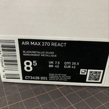 Cargar imagen en el visor de la galería, Air Max 270 React Black Metallic Silver CT3426-001