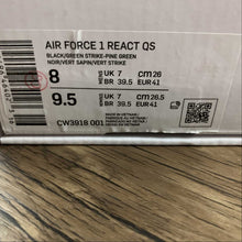 Cargar imagen en el visor de la galería, Air Force 1 REACT QS Black Green Strike-Pine Green CW3918-001