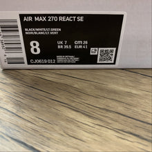 Cargar imagen en el visor de la galería, Air Max 270 React SE Black White Lt Green CJ0619-012