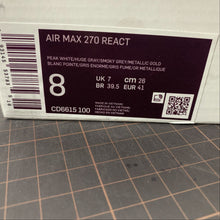 Cargar imagen en el visor de la galería, Air Max 270 React Peak White Huge Gray Smoky Grey Mtlc Gold CD6615-100
