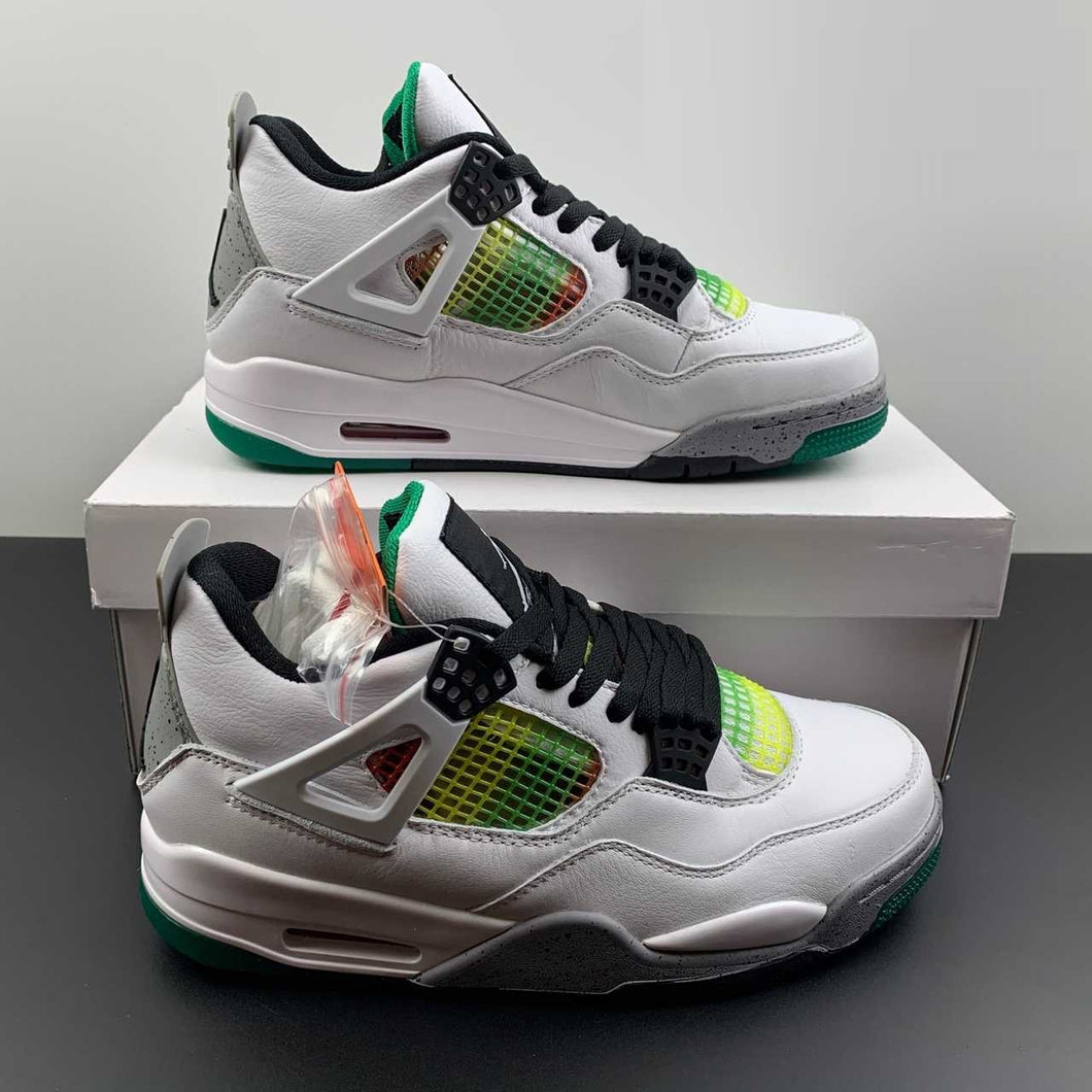 Air Jordan 4 Retro Rasta White University Red Lucid Green Black AQ9129 100
