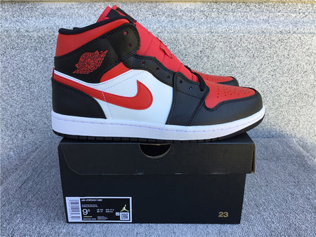 Air Jordan 1 Mid White Black Red 554724-079