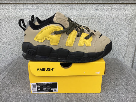 Air More Uptempo Low x AMBUSH Limestone Vivid Sulphur Black FB1299 200