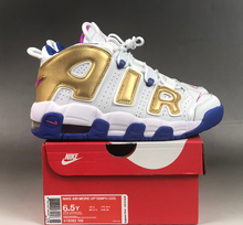 Cargar imagen en el visor de la galería, Air More Uptempo White Fuchsia Blast Metallic Gold Racer Blue 415082 106
