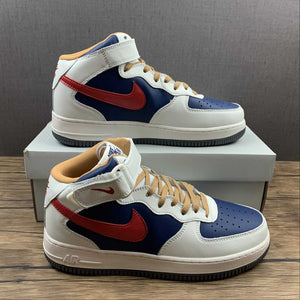 Air Force 1 07 Mid Beige Dark Blue University Red 512745-068