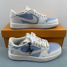 Cargar imagen en el visor de la galería, Fragment Design x Travis Scott x Air Jordan 1 Low OG SP LV White Blue BB6588-103
