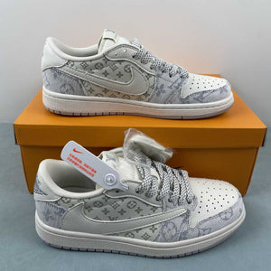Fragment Design x Travis Scott x Air Jordan 1 Low OG SP Off White Blue Gray SJ2068-007