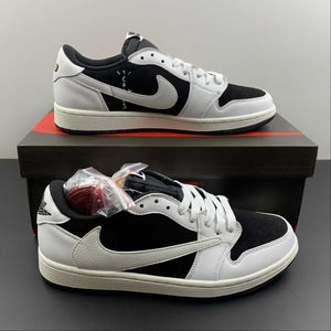 Fragment Design x Travis Scott x Air Jordan 1 Low OG Sail White Black Barb CQ4277-311