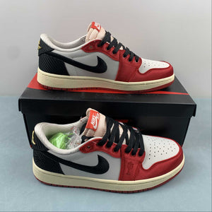 Air Jordan 1 Retro Low OG Trophy Room Away Sail Black Varsity Red Muslin FN0432-100