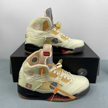 Cargar imagen en el visor de la galería, Air Jordan 5 Retro Off-White Sail Sail Fire Red Muslin Black DH8565-100

