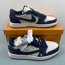 Cargar imagen en el visor de la galería, Fragment Design x Travis Scott x Air Jordan 1 Low OG SP LV White Dark Blue LX1988-103
