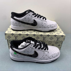 LV x SB Dunk Low White Black Silver LV0526-591