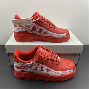 Air Force 1 07 Low Red Skeleton White CU8067-600