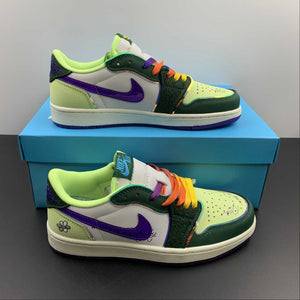 Air Jordan 1 Low OG Doernbecher Gorge Green Court Purple Bar. Volt Sail FD9665-351