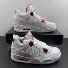 Cargar imagen en el visor de la galería, Air Jordan 4 Retro GS University Red White Metallic Silver 408452-112
