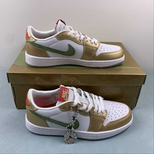 Air Jordan 1 Low OG GS Year of the Dragon Sail Oil Green Metallic Gold Grain FQ6593-100
