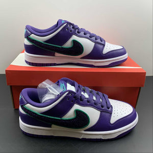 SB Dunk Low Chenille Swoosh Sail Grand Purple Neptune Green DQ7683-100