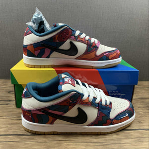 SB Dunk Low Parra 2021 Fire Pink Gym Red Mocha Royal Blue DH7695-600