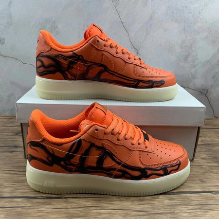 Air Force 1 07 Low Orange Skeleton Black CU8067-800