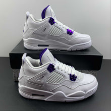 Cargar imagen en el visor de la galería, Air Jordan 4 Retro GS White Metallic Silver Court Purple 408452-115
