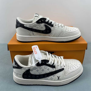Fragment Design x Travis Scott x Air Jordan 1 Low OG SP LV White Black Black LX1988-600