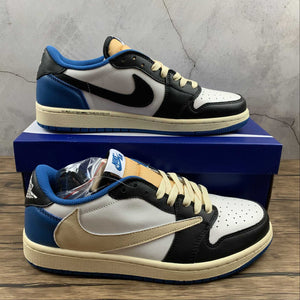 Travis Scott x Air Jordan 1 Low OG Sail Black-Military Blue DM7866 140