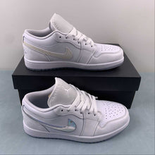 Cargar imagen en el visor de la galería, Air Jordan 1 Low GS White Iridescent Glitter Summit White Ice Blue FQ9112-100
