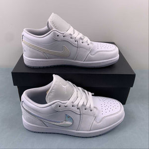 Air Jordan 1 Low GS White Iridescent Glitter Summit White Ice Blue FQ9112-100